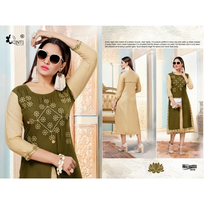 Rayon With Work Printed Kurtis Length: 46 Inch (In)