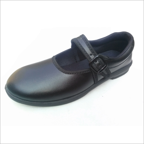 Washable Girls Black Ankle Strap School Shoes