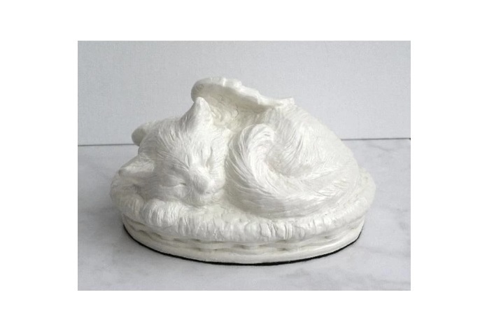 Gold Cat Urn In Cold Cast Bronze New