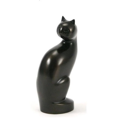 Gold Cat Urn In Cold Cast Bronze New