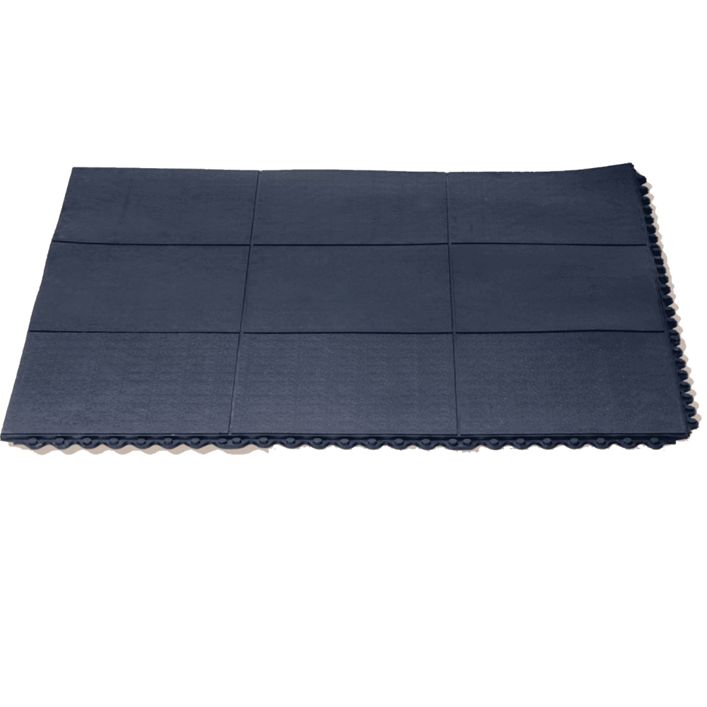 Gymnasium Mats - 1/2 Inch Thick, 4' X 4' Black Interlocking Rubber | Eco-friendly, Shock Absorbing, Heavy Duty Design