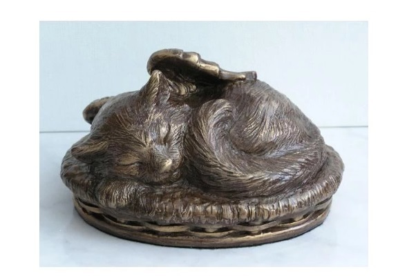 Enamel Dog Urn In Cold Cast Bronze Black Finish New