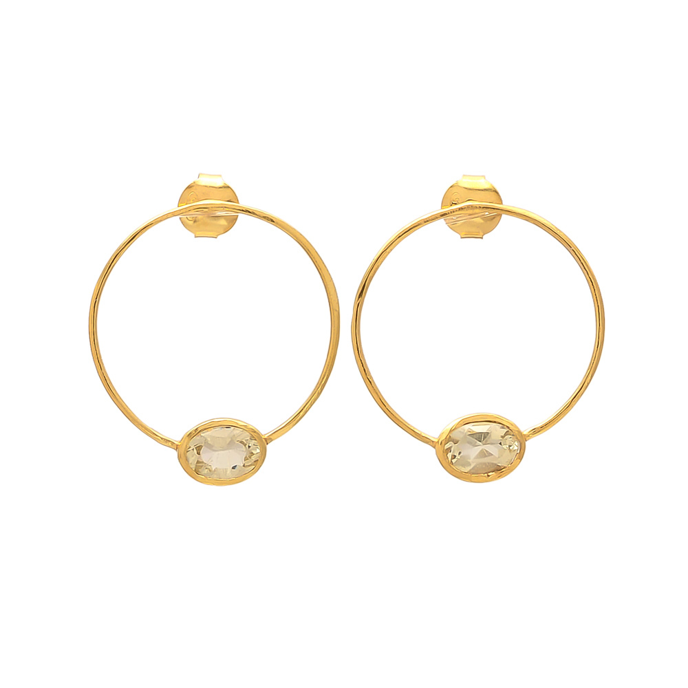 Oval Crystal Gemstone Earrings