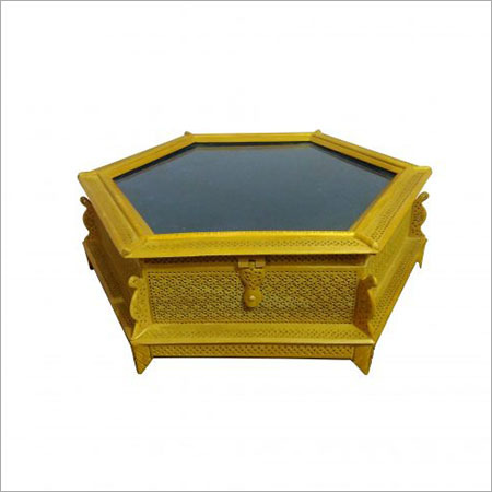 ग्लास 002 के साथ वुडन पेंटिंग ज्वेलरी बॉक्स