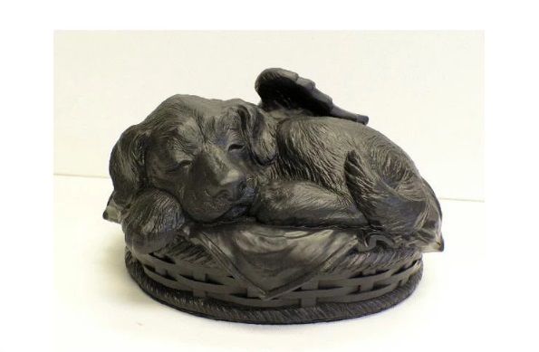 Gold Dog Urn In Cold Cast Bronze New