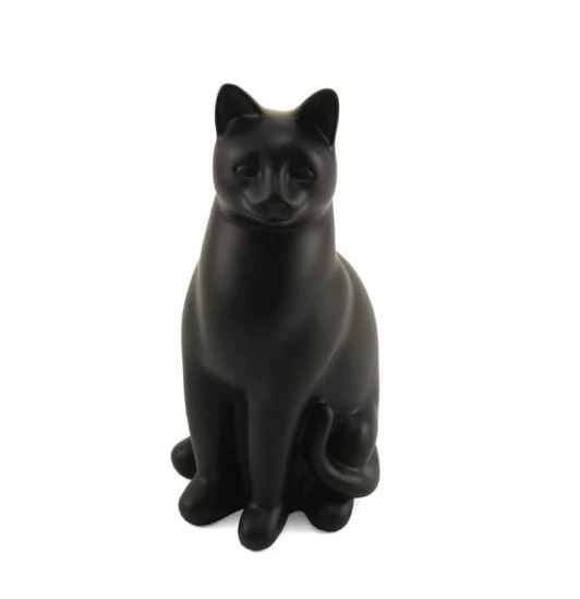 Black Elite Sitting Cat Urn