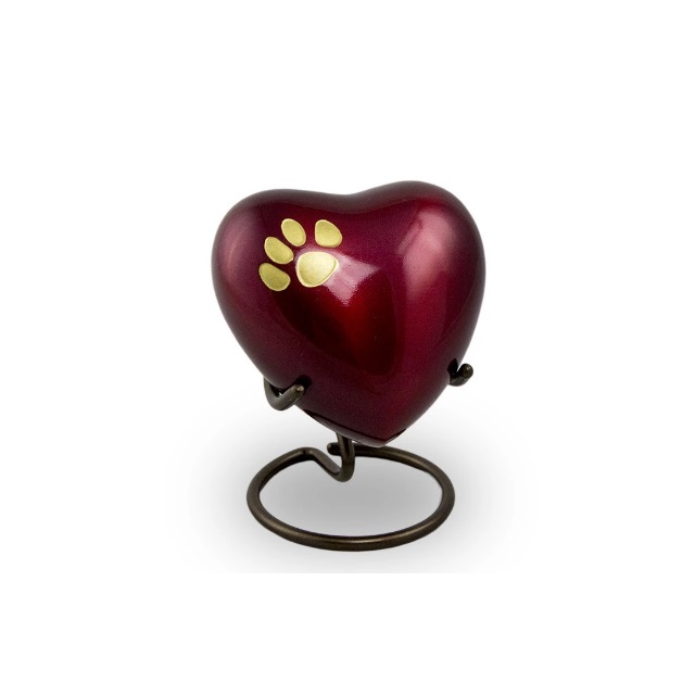 Pewter & Bronze Heart Double Paw Pet Keepsake New