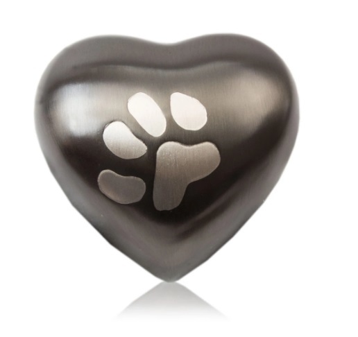 Pewter & Bronze Heart Double Paw Pet Keepsake New