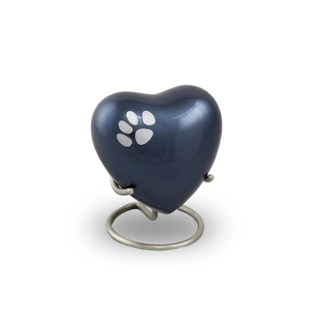 Pewter & Bronze Heart Double Paw Pet Keepsake New