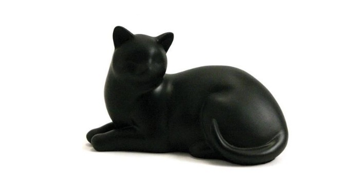 Red Magenta Pouncing Cat Urn