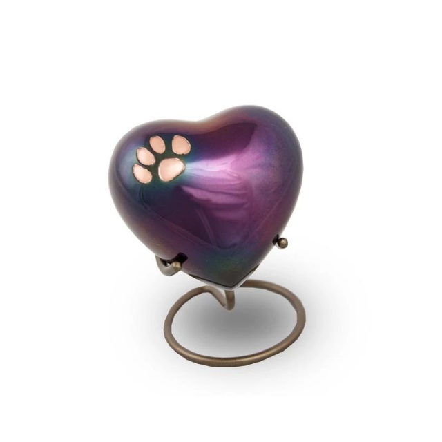 Plating Odyssey Paw Print Pewter Heart Cremation Keepsake