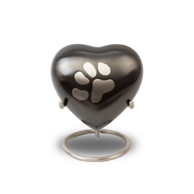 Plating Odyssey Paw Print Pewter Heart Cremation Keepsake