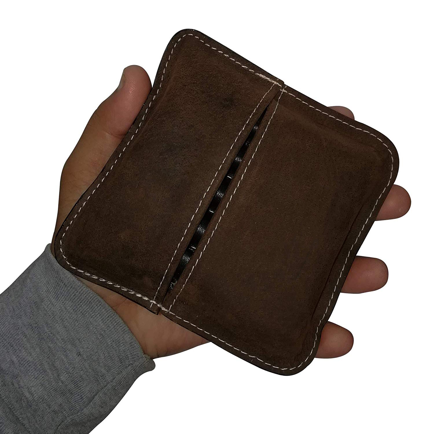Leather Cigarette Case - Genuine Leather, 4x3x1 Inches, Brown | Holds 8 Cigarettes, Durable, Portable Design, Secure Snap Closure