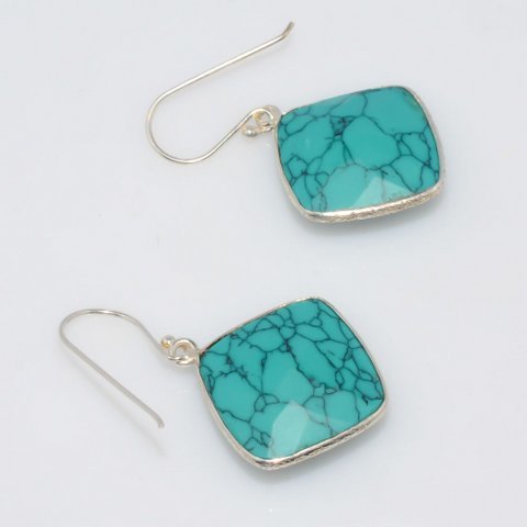 Cushion Blue Topaz Hydro Gemstone Earrings