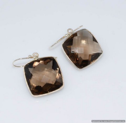 Cushion Blue Topaz Hydro Gemstone Earrings