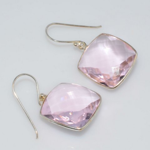 Cushion Blue Topaz Hydro Gemstone Earrings