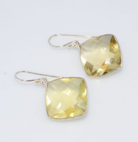 Cushion Blue Topaz Hydro Gemstone Earrings