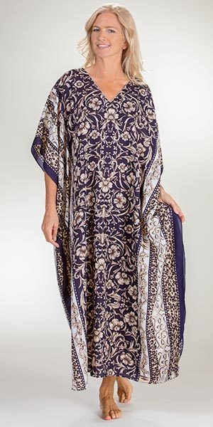Kaftan - Georgette Plus Size Beach Wear | Short Sleeves, Printed, Multi Color, Non Toxic, Quick Dry, Cool Dry, Anti Wrinkle, Breathable