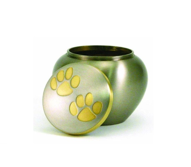 Green Odyssey Paw Print Copper Pet Urn Small- New