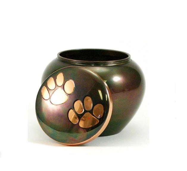 Green Odyssey Paw Print Copper Pet Urn Small- New