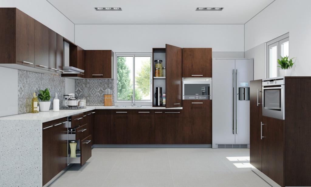 Designer Modular Kitchen - Mdf Material , Customized Dimensions | Antibacterial, Eco-friendly, Easy To Install, Durable, Scratch Resistant, Water Resistant, Modern Appearance