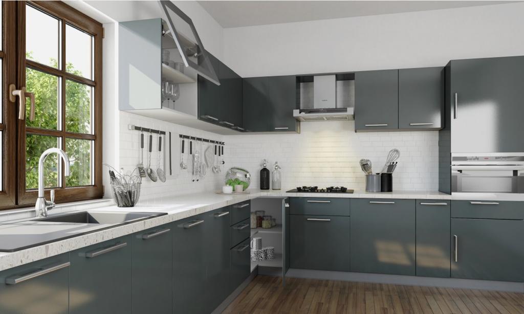 Designer Modular Kitchen - Mdf Material , Customized Dimensions | Antibacterial, Eco-friendly, Easy To Install, Durable, Scratch Resistant, Water Resistant, Modern Appearance
