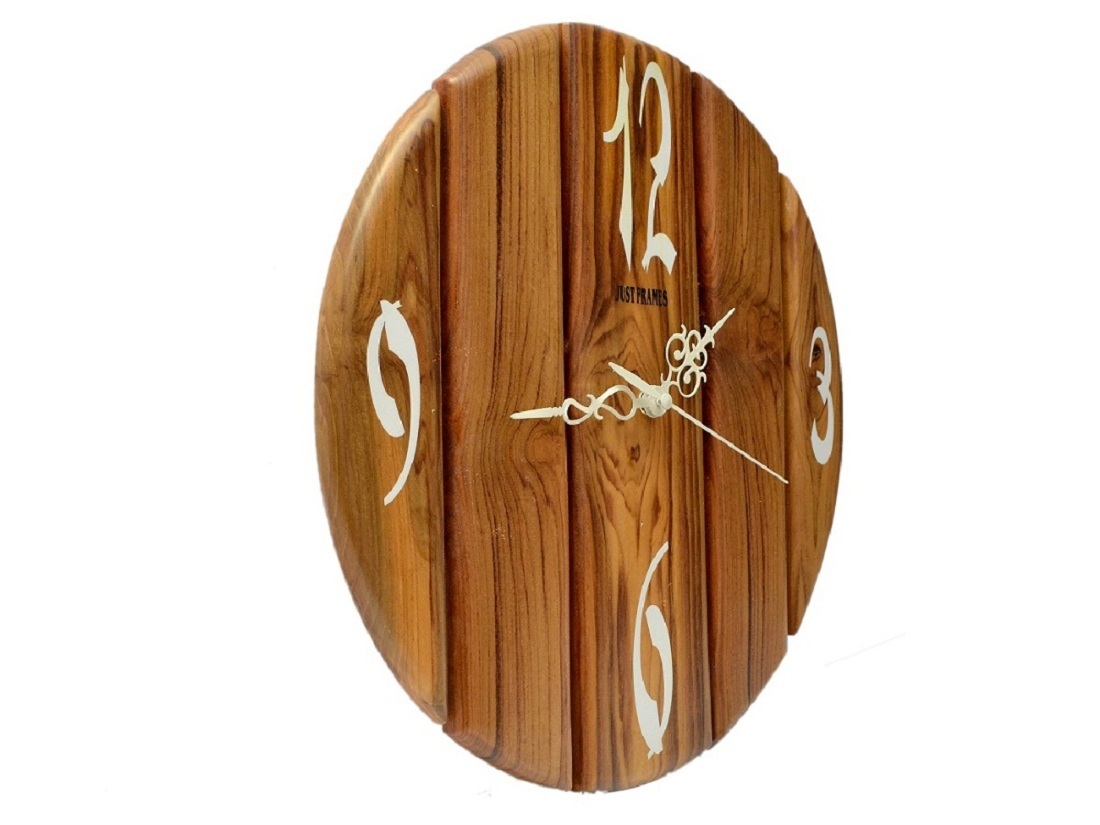 Natural Wooden (Brown) Round Shape Wall Clock