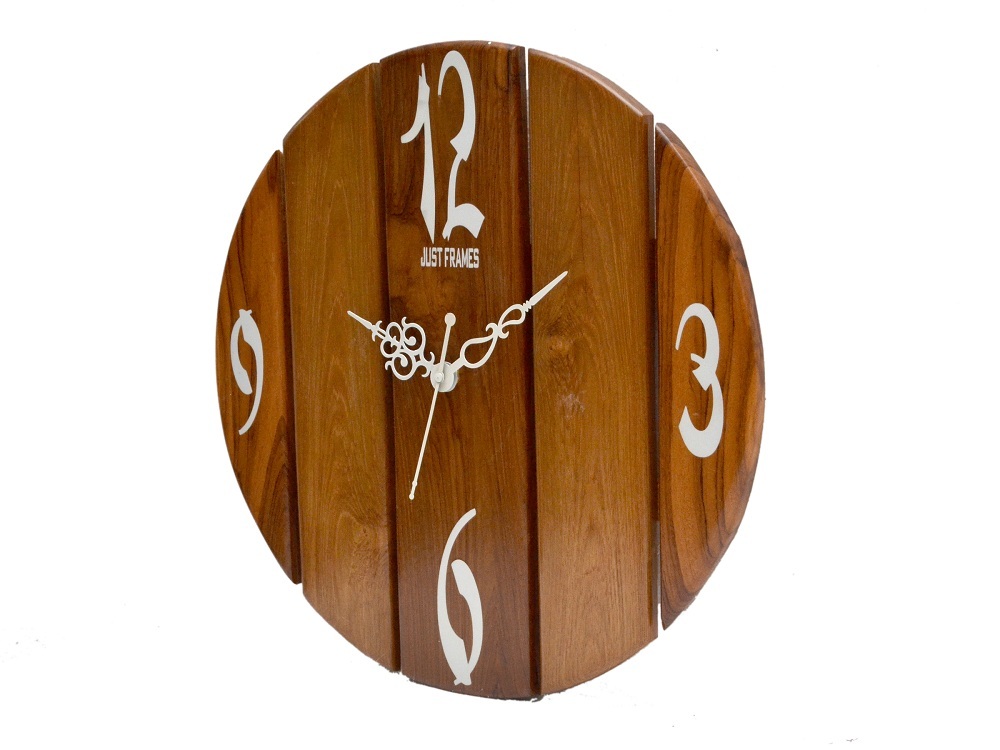 Natural Wooden (Brown) Round Shape Wall Clock