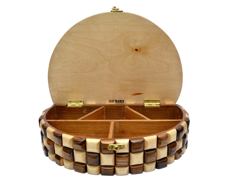 Handcrafted Dryfruit Box - 12x9x3.25 Inches | Rugged Solid Hardwood, Antique Design, Moisture & Termite Resistant, Decorative Artisan Quality