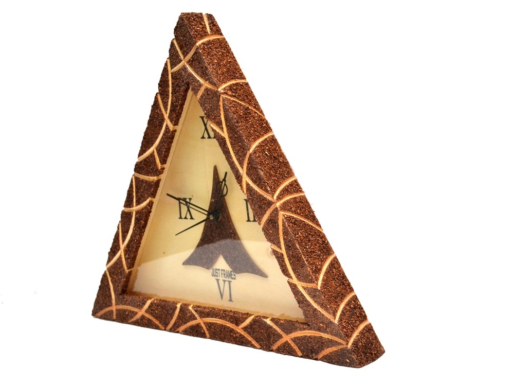 Natural Brown Triangle Shape Wooden Wall Clock