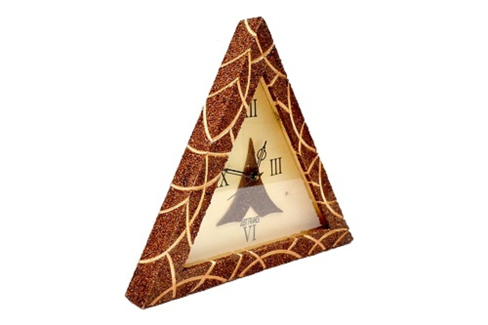 Natural Brown Triangle Shape Wooden Wall Clock
