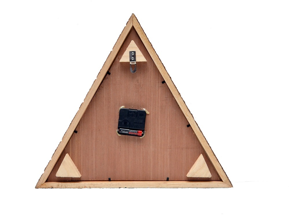Natural Brown Triangle Shape Wooden Wall Clock