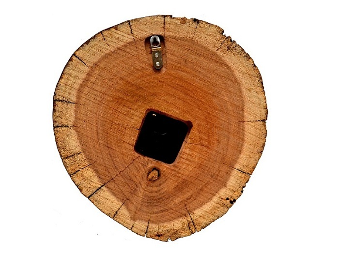 Wooden Round Shape Wall Clock - 12 Inch Diameter, Natural Brown Finish | Handcrafted Hardwood, Moisture & Termite Resistant, Decorative Analog Design