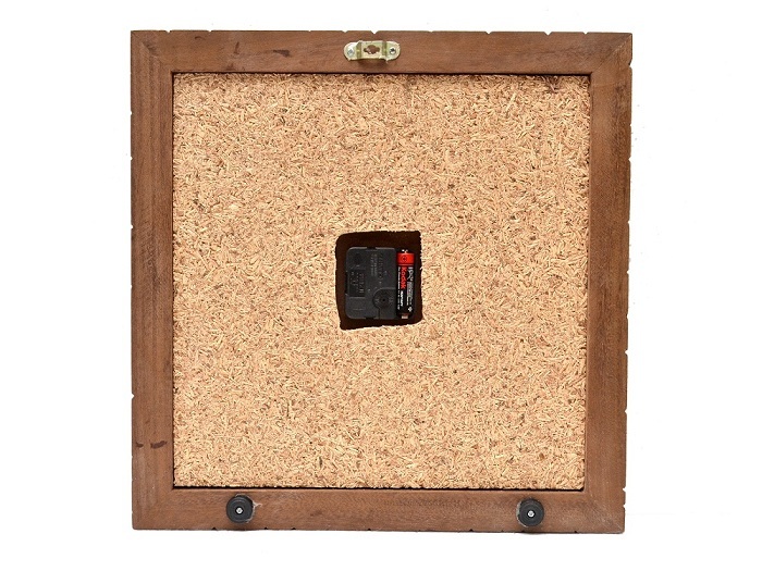 Natural Wooden (Brown) Decorative Square Shape Wall Clock