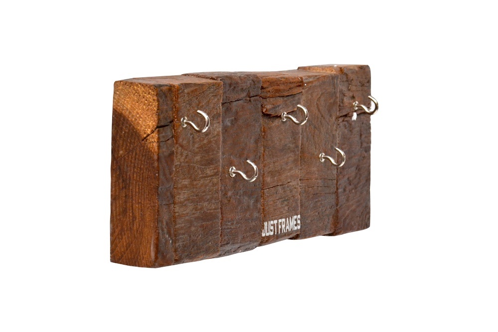Polished 5 Hook Wooden Key Holder