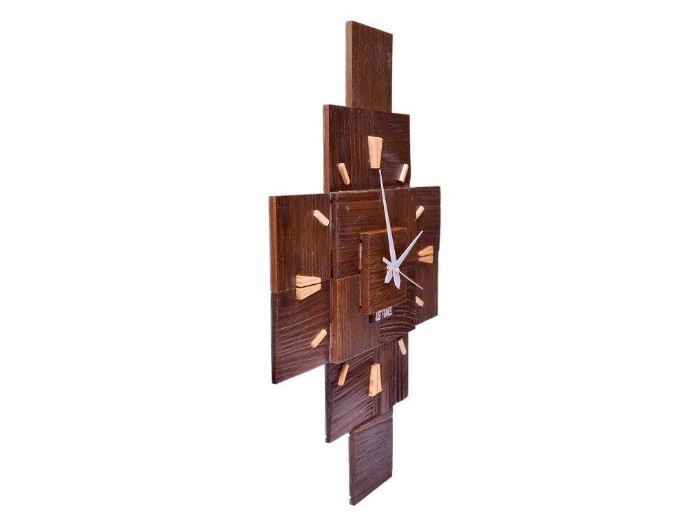 Wooden Wall Clock - 14x21 Inches, Natural Wooden Finish | Handcrafted Artisan Design, Unique Home Decor Enhancer