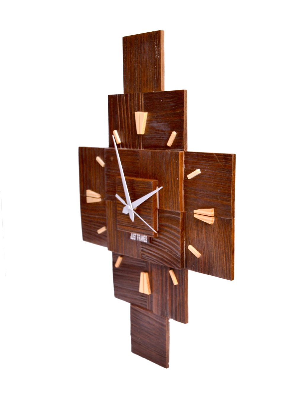 Wooden Wall Clock - 14x21 Inches, Natural Wooden Finish | Handcrafted Artisan Design, Unique Home Decor Enhancer