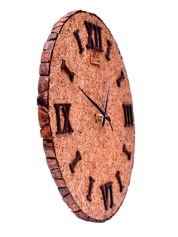 Handcrafted Wooden Wall Clock - 14x14x1.5 Inches | Natural Navajo White & Brown, Exclusive Designer Elegance For Home & Office Decor