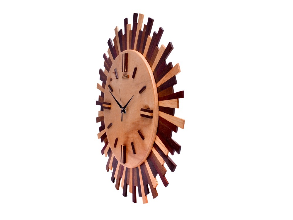 Wooden Wall Clock - 21.50 X 1.5 X 21.50 Inches | Handcrafted Natural Wooden Design, Ideal For Home And Office Decor