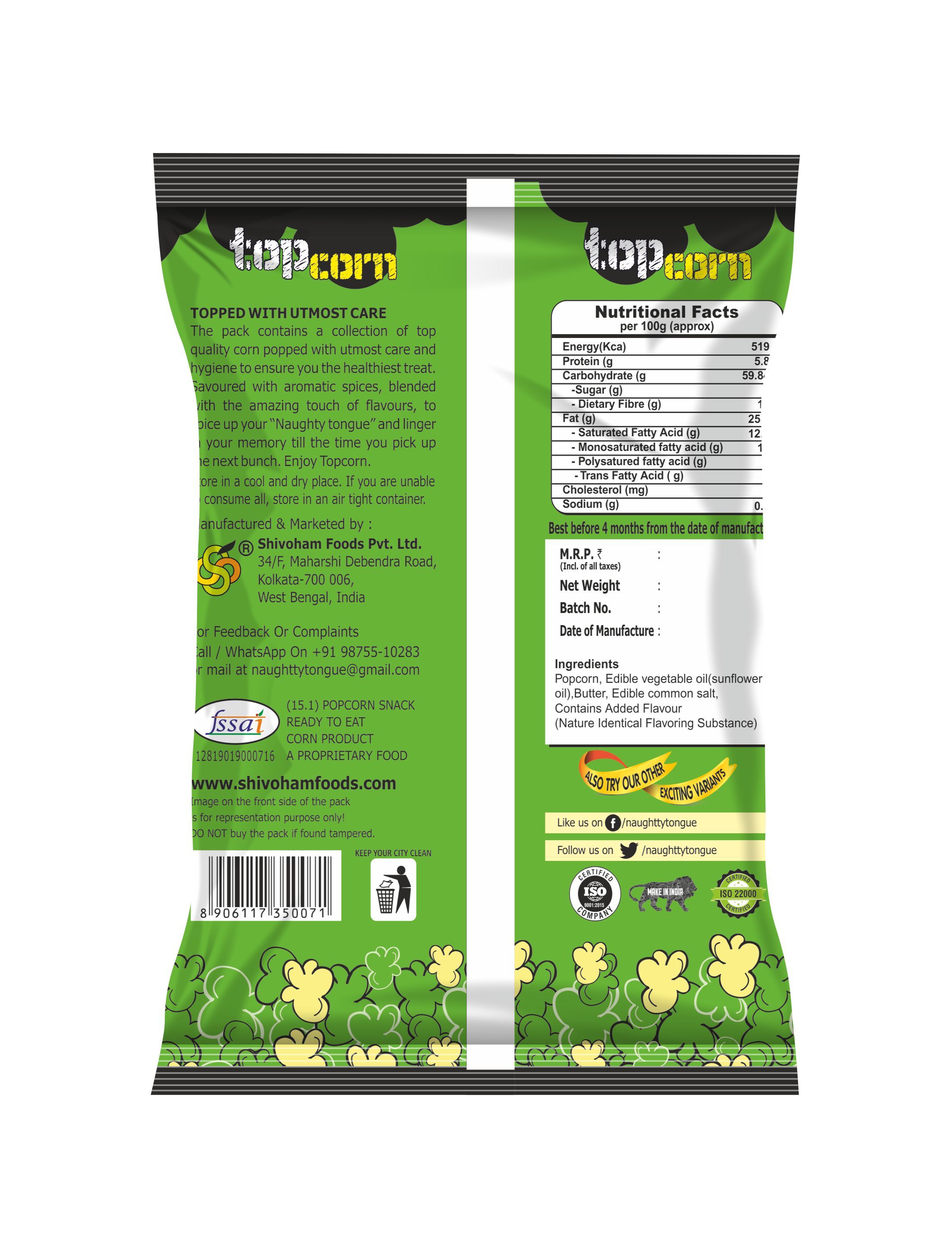 Naughty Tongue Simply Butter Popcorn Processing Type: Flavor