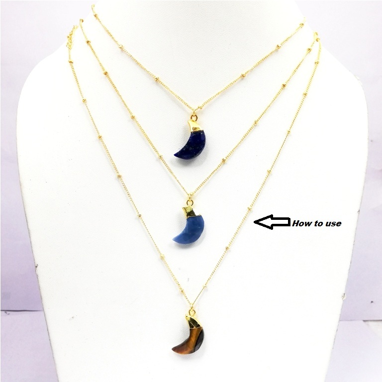 Semi Precious Gemstone Crescent Half Moon Charms Pendant Size: 18mm Long