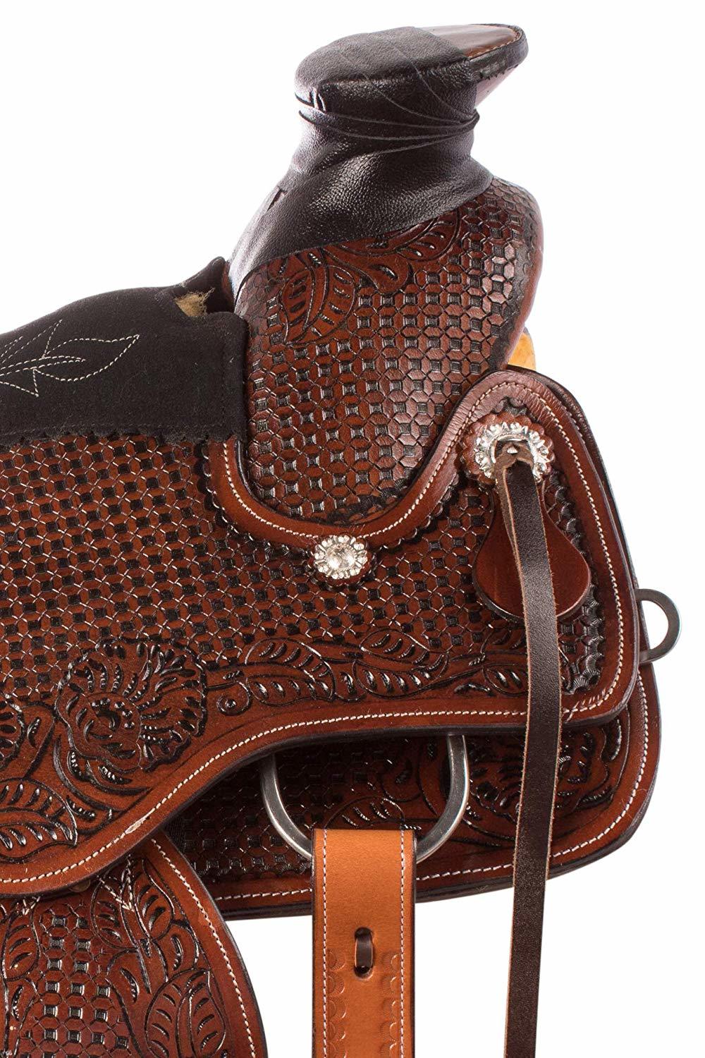 Leather Tooled Western Saddle - Size 14-15-16-17, Brown Color, Customization Available | Classic Design, Weight 7-9 Kg, Thickness 3.5-4.0 Mm
