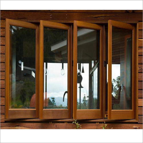 Polished Wooden Window Frame - Wood Material, Customizable Size, Brown Color | Long Service Life, Low Maintenance, Compact Design