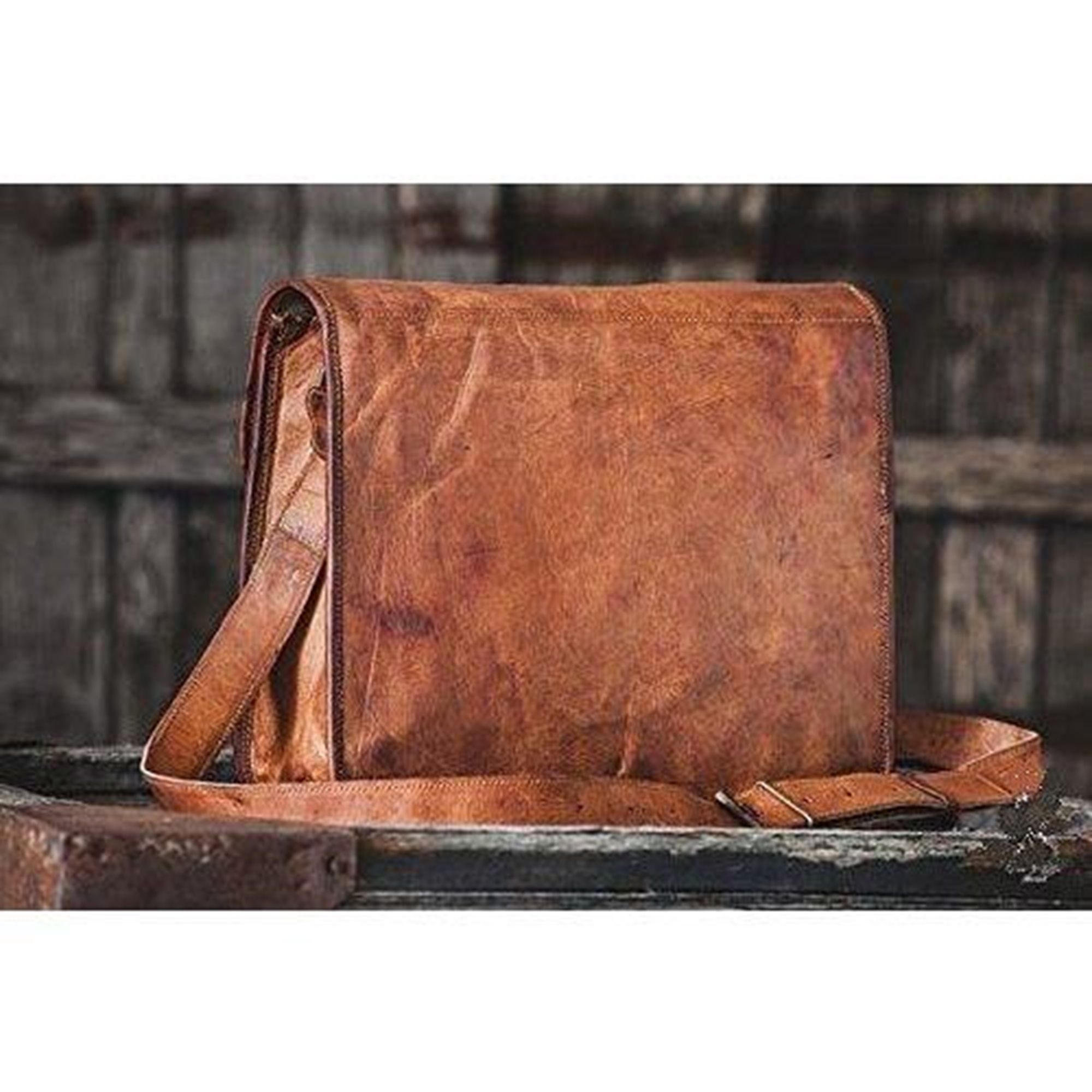 Leather Laptop Messenger Bag - Full Grain Goat Leather, 13 X 3.5 X 10 Inches, Brown Color, Handmade By Indian Artisans, Unique Natural Pattern, Well-padded Inner Walls For Device Protection, Unisex Design, 1 Year Warranty