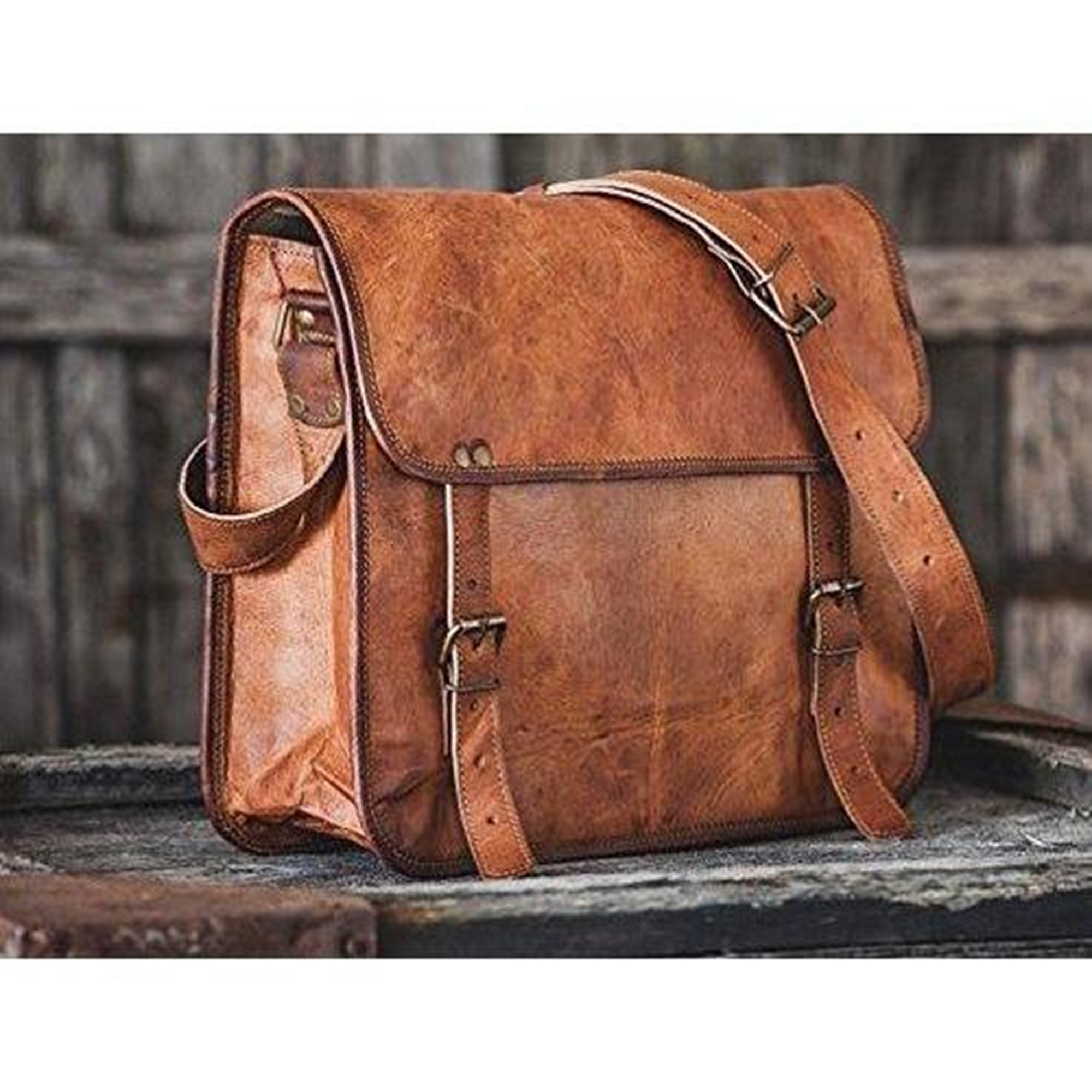 Leather Laptop Messenger Bag - Full Grain Goat Leather, 13 X 3.5 X 10 Inches, Brown Color, Handmade By Indian Artisans, Unique Natural Pattern, Well-padded Inner Walls For Device Protection, Unisex Design, 1 Year Warranty