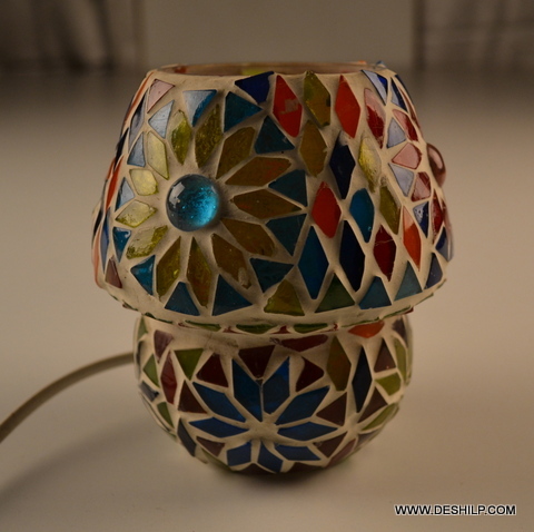 Multi Mosaic Glass Table Lamp