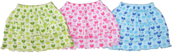 Tango Girls Skirt - Cotton, Sizes S-M-L-XL, Green and Pink Ethnic Print | Washable, Comfortable, Durable Design for Ages 2-8