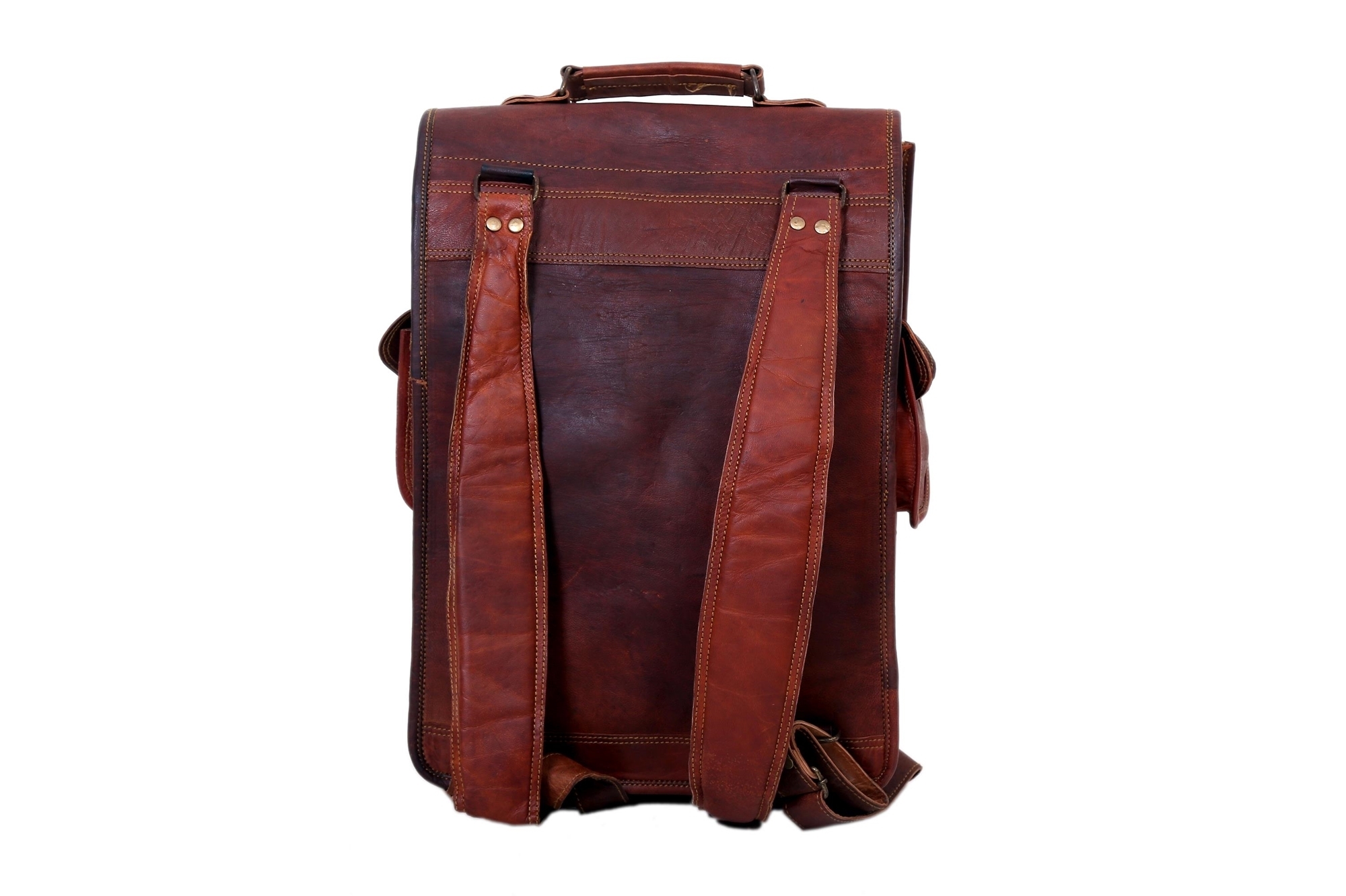 Scarlett Leather Shoulder Bag - Full Grain Goat Leather, 12 X 5 X 16 Inches, Brown Color | 3 Compartments, Handmade With Natural Tanning Process, Durable Canvas Lining, High-quality Zippers