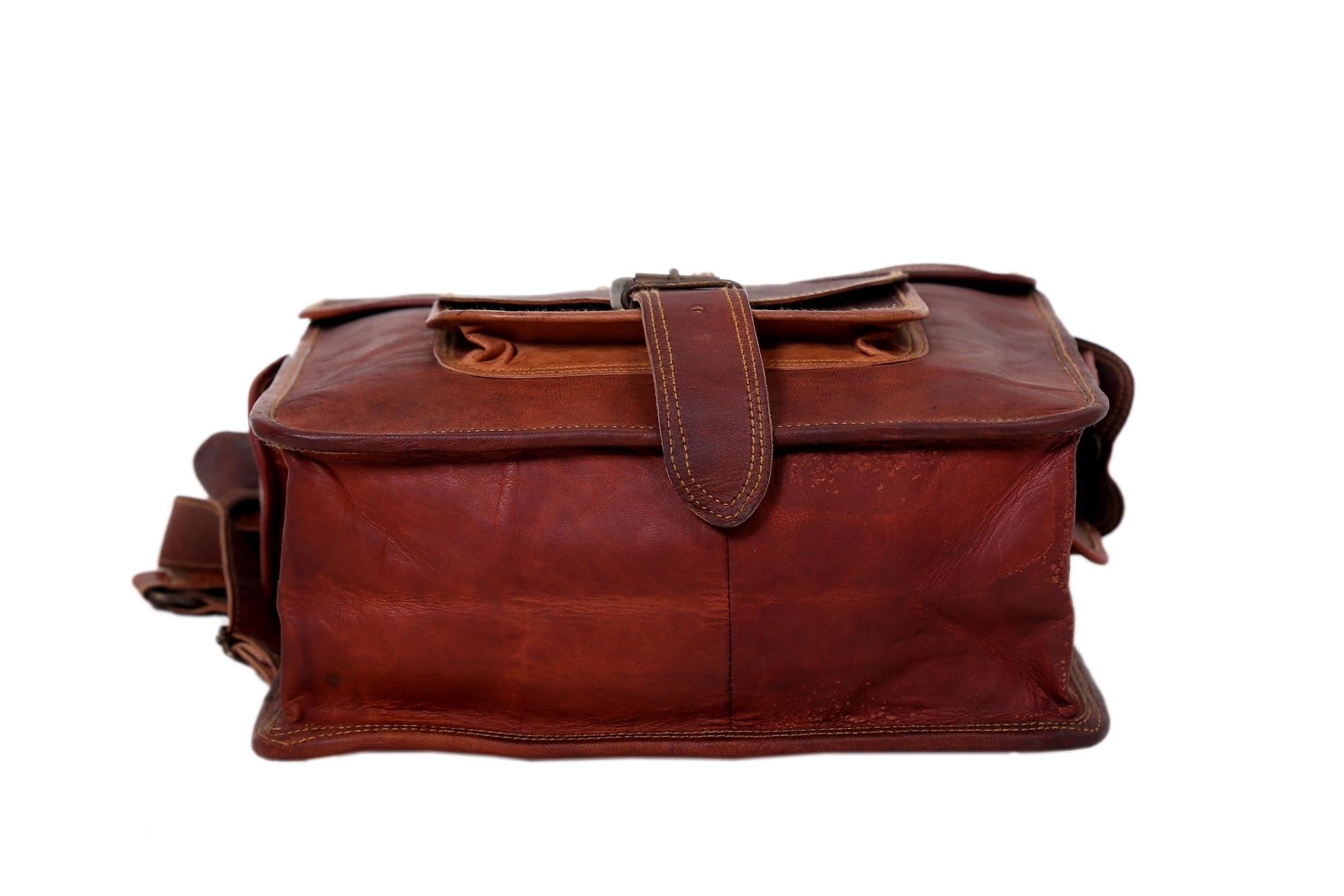 Scarlett Leather Shoulder Bag - Full Grain Goat Leather, 12 X 5 X 16 Inches, Brown Color | 3 Compartments, Handmade With Natural Tanning Process, Durable Canvas Lining, High-quality Zippers