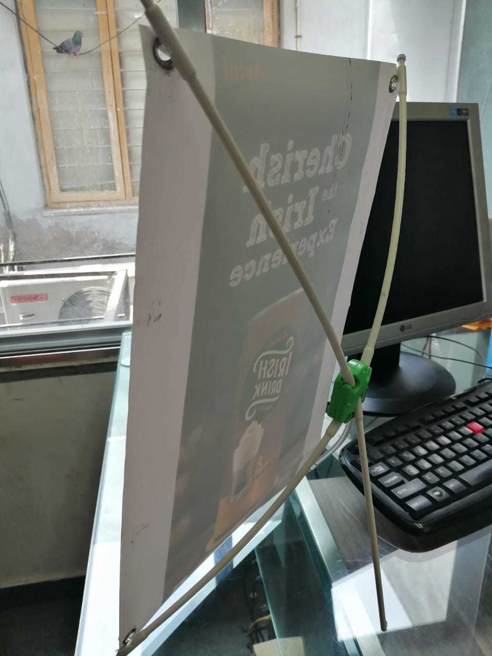 X Banner Stand - Plastic Frame, A3 Size, Cream/white, Synthetic Non-tearable Material | Reusable, Eco-friendly, Easy To Maintain, Assembles Quickly
